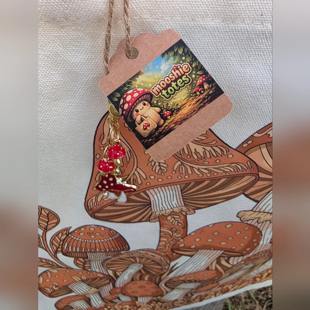 Mooshie Totes + Keychain  Canvas Tote Bag 13x15 NWT